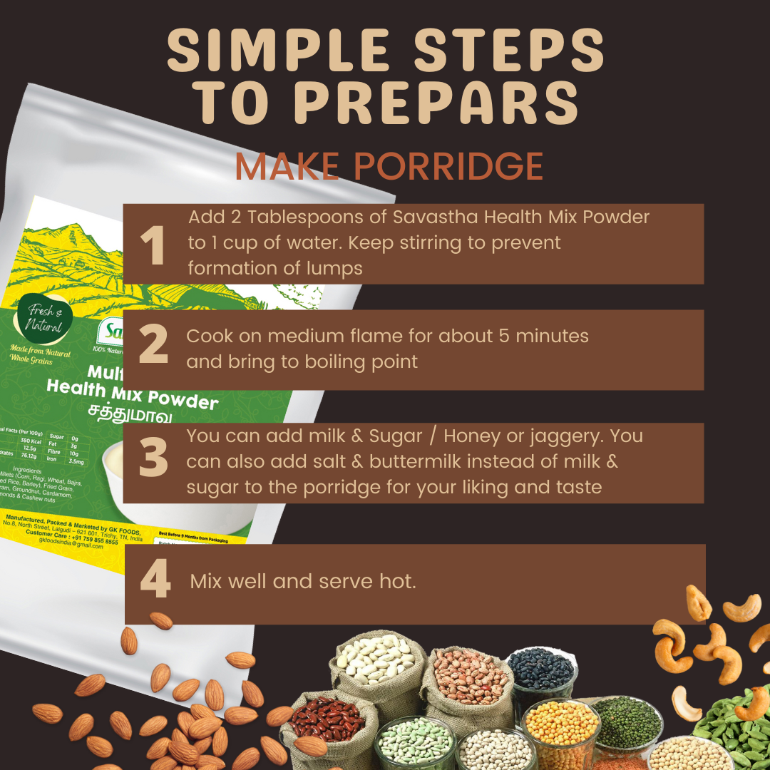 Multigrain Powder Mix Savastha Natural Multi Grain Health Mix Powder | Nutrient-Rich Blend ...
