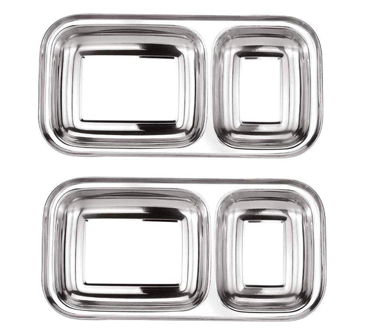 Stainless Steel 2 in 1 Pav Bhaji Plate | 2 Sections plate | For kids, Picnic, Camping | Durable and Reuseable | Set of 2.